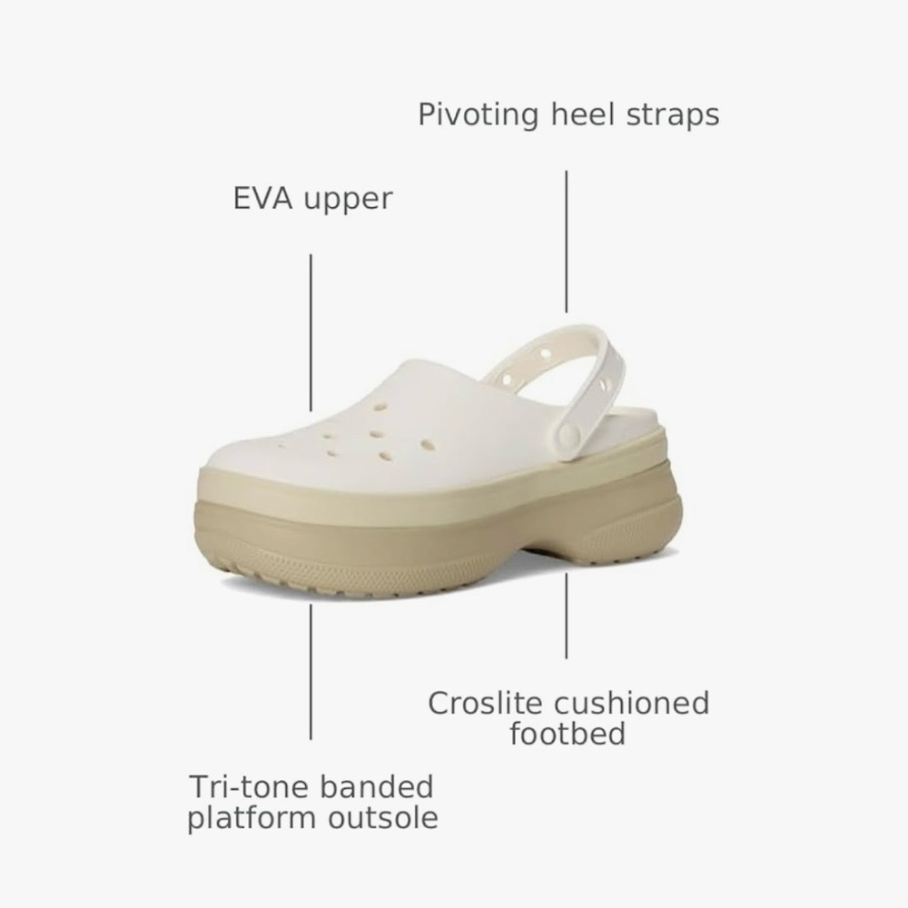 CROCS NWT Stacked platform clogs white & beige women’s 8 - Picture 5 of 8
